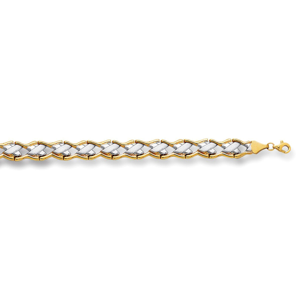 14k Yellow And White Gold Hugs And Kisses Link Bracelet, 7,25" fine designer jewelry for men and women
