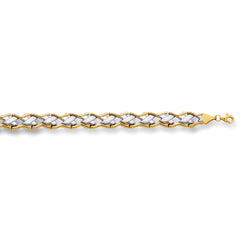 14k Yellow And White Gold Hugs And Kisses Link Bracelet, 7,25" fine designer jewelry for men and women