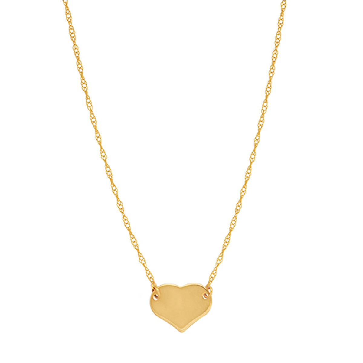 14K Yellow Gold Mini Heart Pendant Necklace, 16" To 18" Adjustable fine designer jewelry for men and women