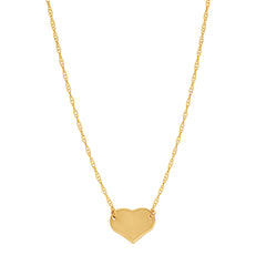 14K Yellow Gold Mini Heart Pendant Necklace, 16" To 18" Adjustable fine designer jewelry for men and women