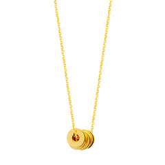 14K Yellow Gold 4 Mini Open Disc Pendants Necklace, 16" To 18" Adjustable fine designer jewelry for men and women