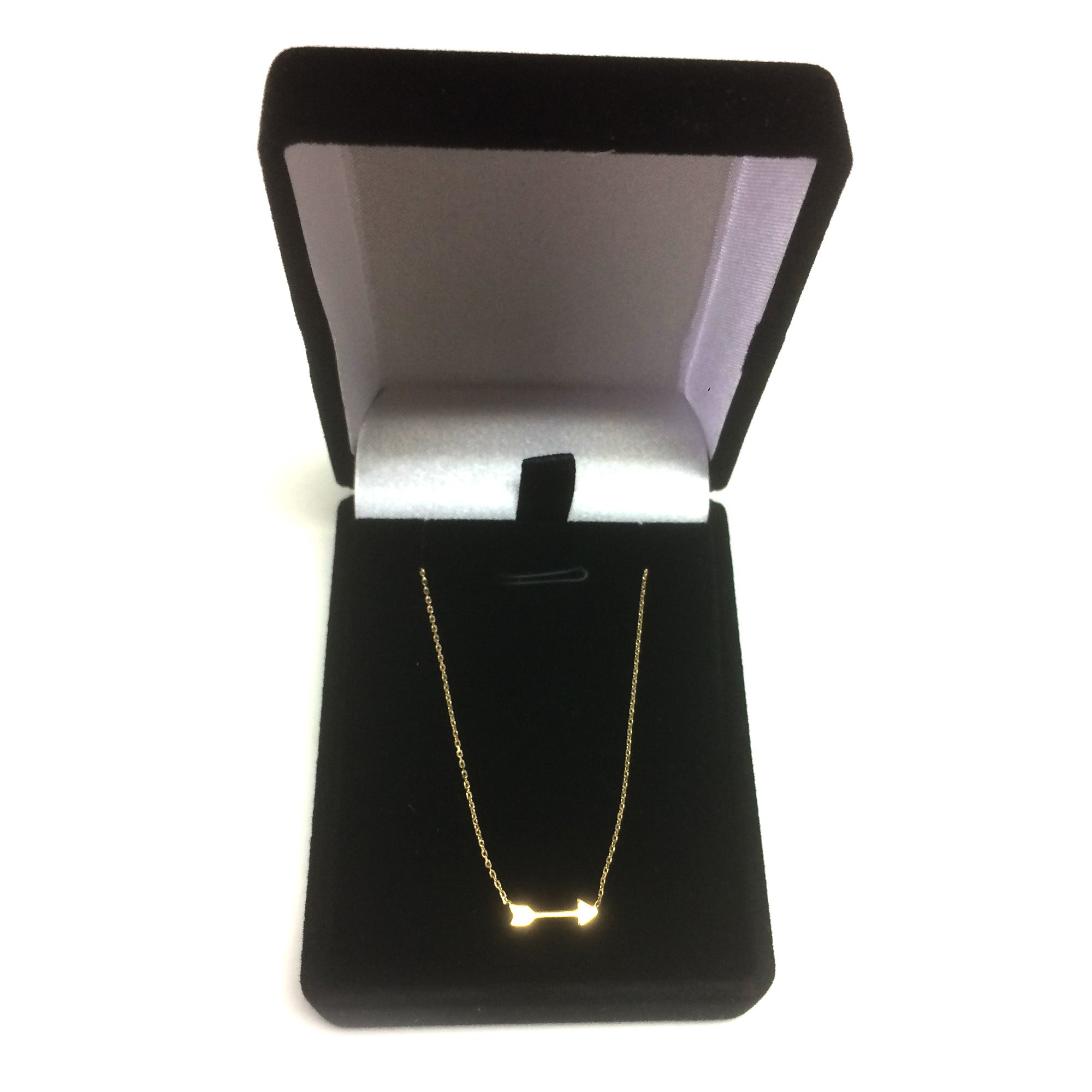 14K Yellow Gold Mini Arrow Pendant Necklace, 16" To 18" Adjustable fine designer jewelry for men and women