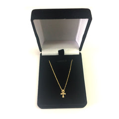 14K Yellow Gold Mini Ankh Cross Pendant Necklace, 16" To 18" Adjustable fine designer jewelry for men and women
