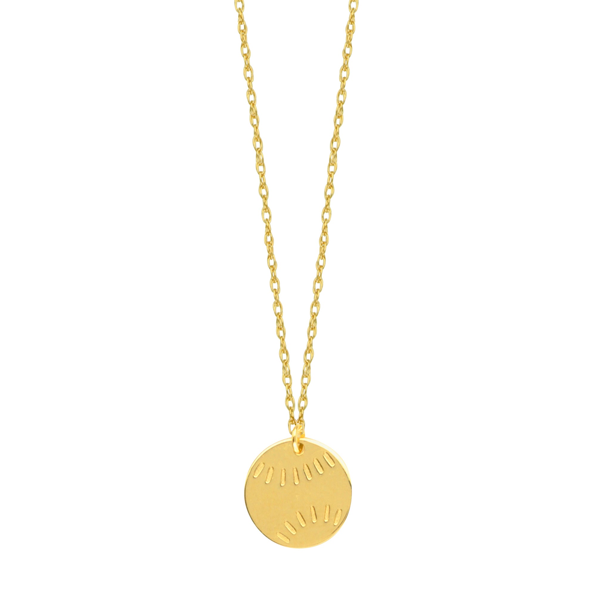 14K Yellow Gold Mini Baseball Necklace, 16" To 18" Adjustable fine designer jewelry for men and women
