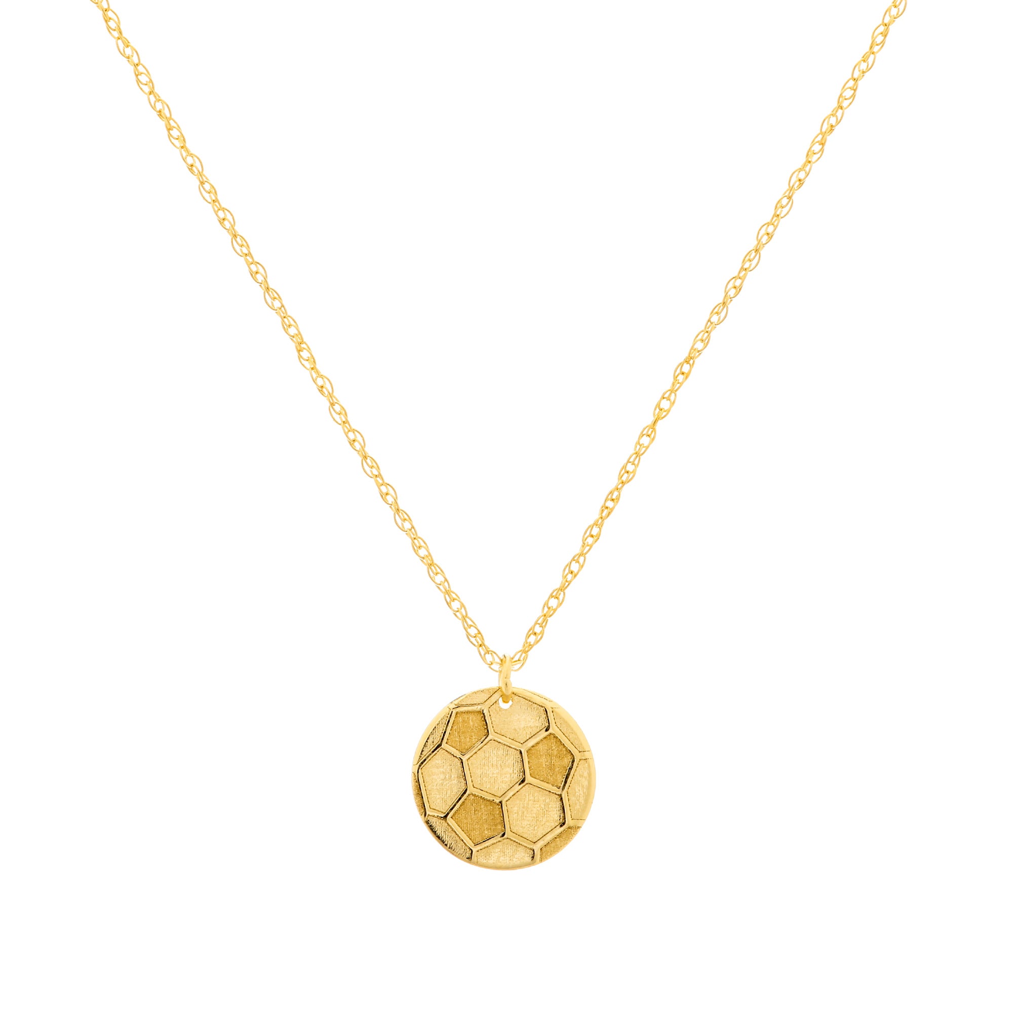 14K Yellow Gold Mini Soccer Ball Pendant Necklace, 16" To 18" Adjustable fine designer jewelry for men and women