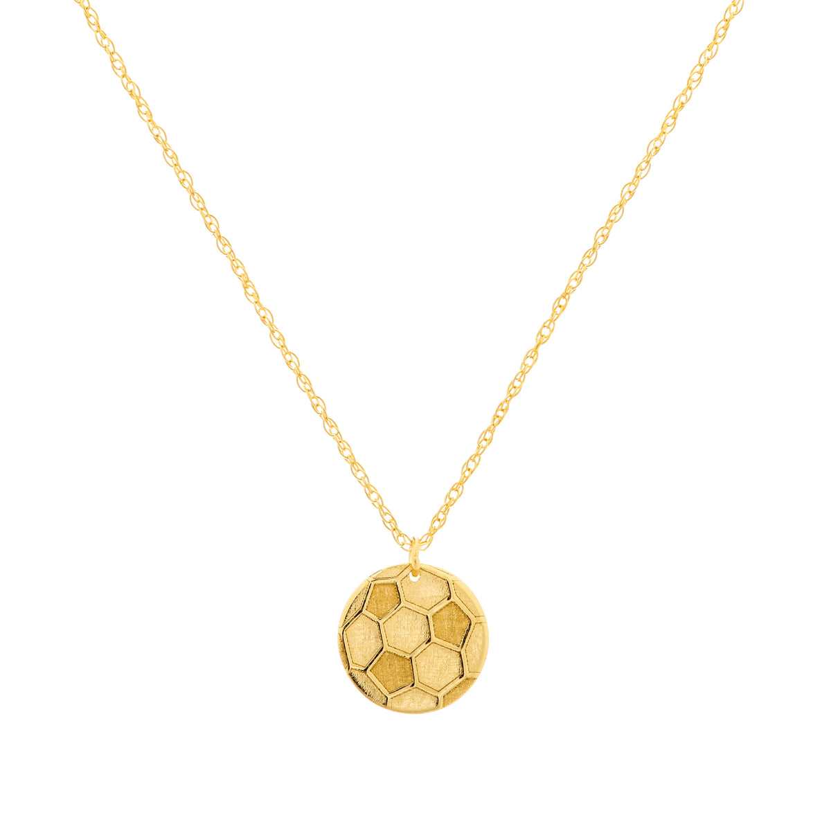 14K Yellow Gold Mini Soccer Ball Pendant Necklace, 16" To 18" Adjustable fine designer jewelry for men and women