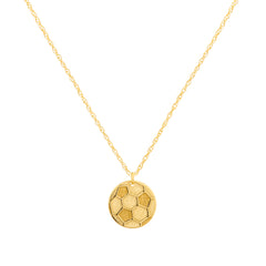 14K Yellow Gold Mini Soccer Ball Pendant Necklace, 16" To 18" Adjustable fine designer jewelry for men and women