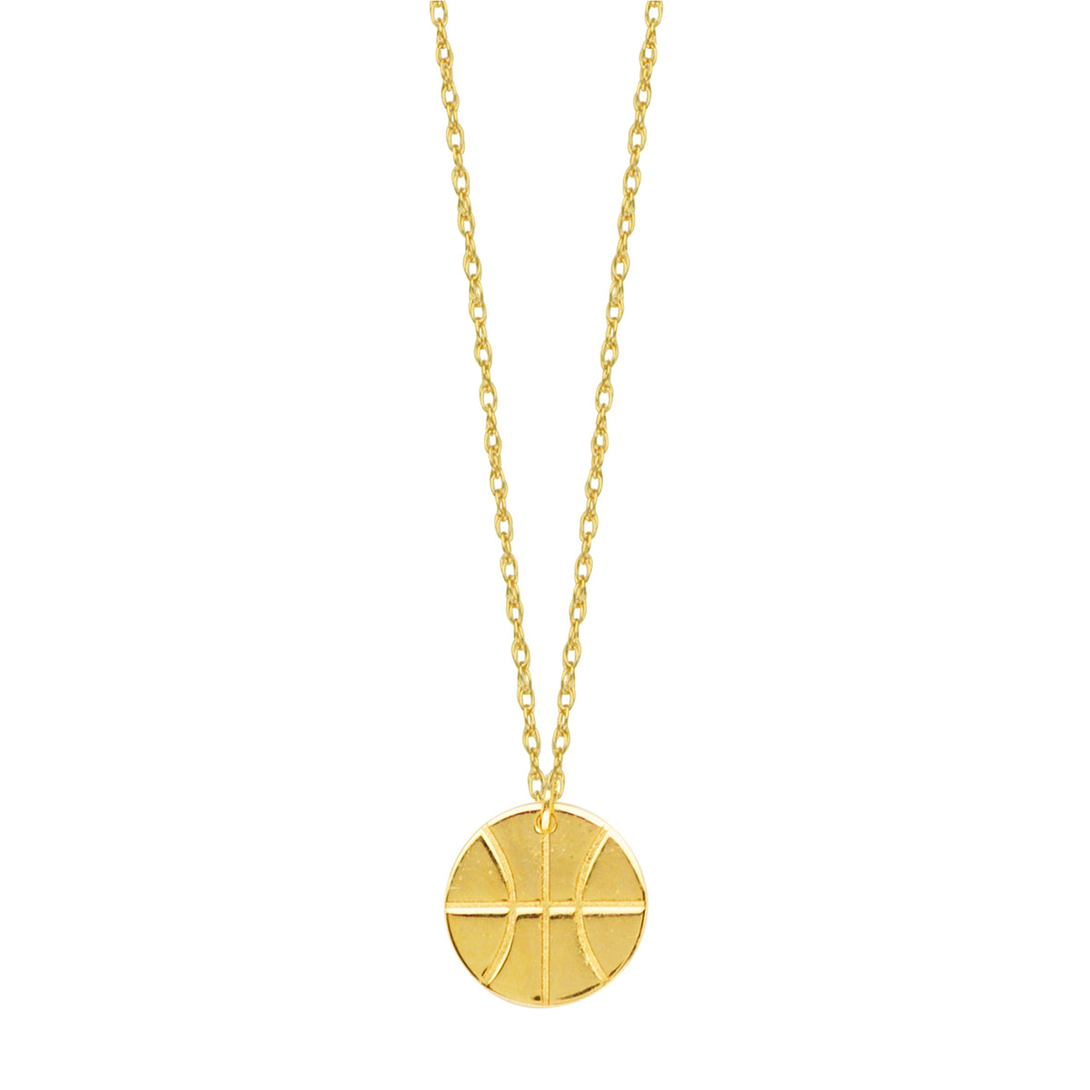 14K Yellow Gold Mini Basketball Pendant Necklace, 16" To 18" Adjustable fine designer jewelry for men and women