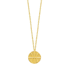 14K Yellow Gold Mini Basketball Pendant Necklace, 16" To 18" Adjustable fine designer jewelry for men and women