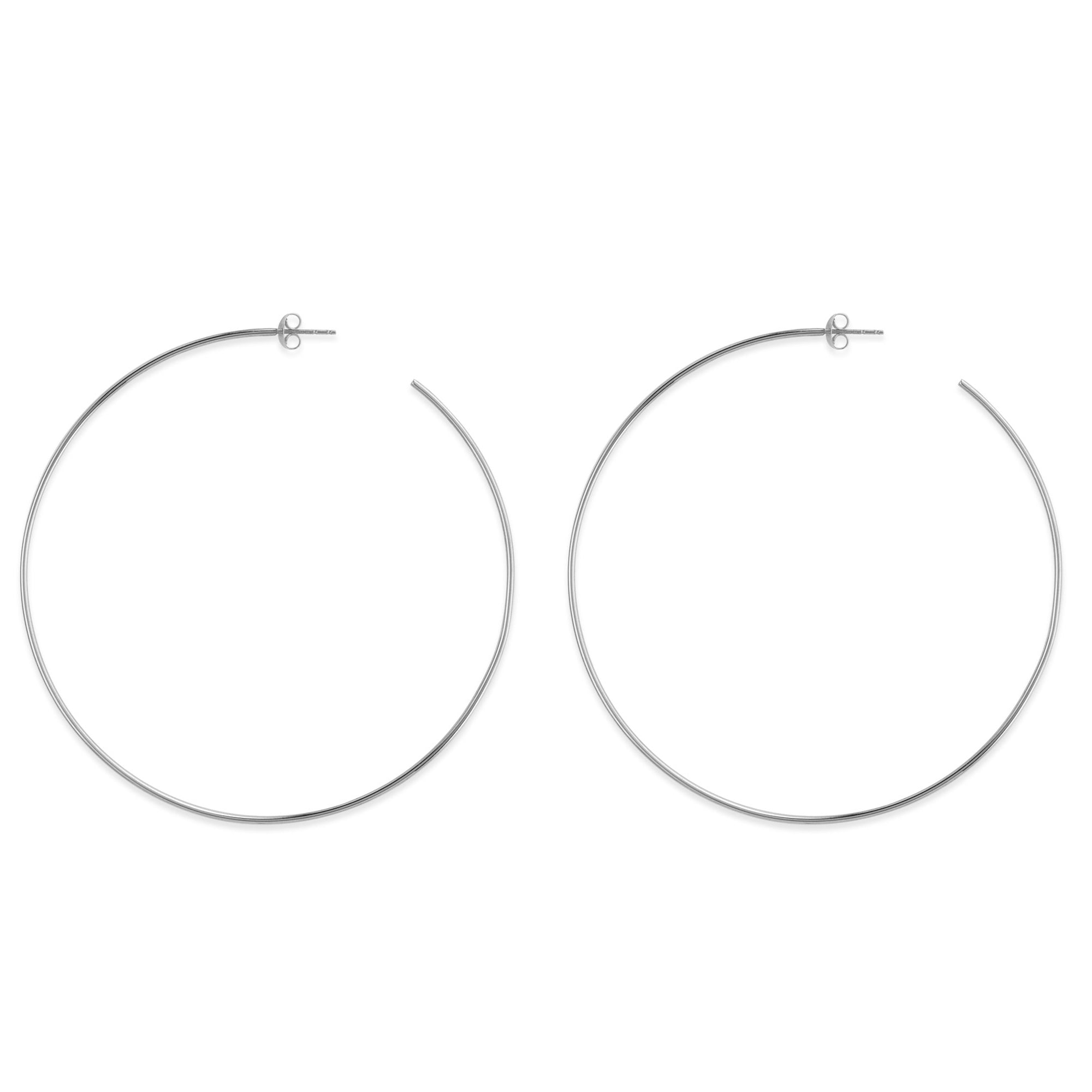 14k Gold Round Large Hoop Earrings, Diameter 60 mm fine designer jewelry for men and women