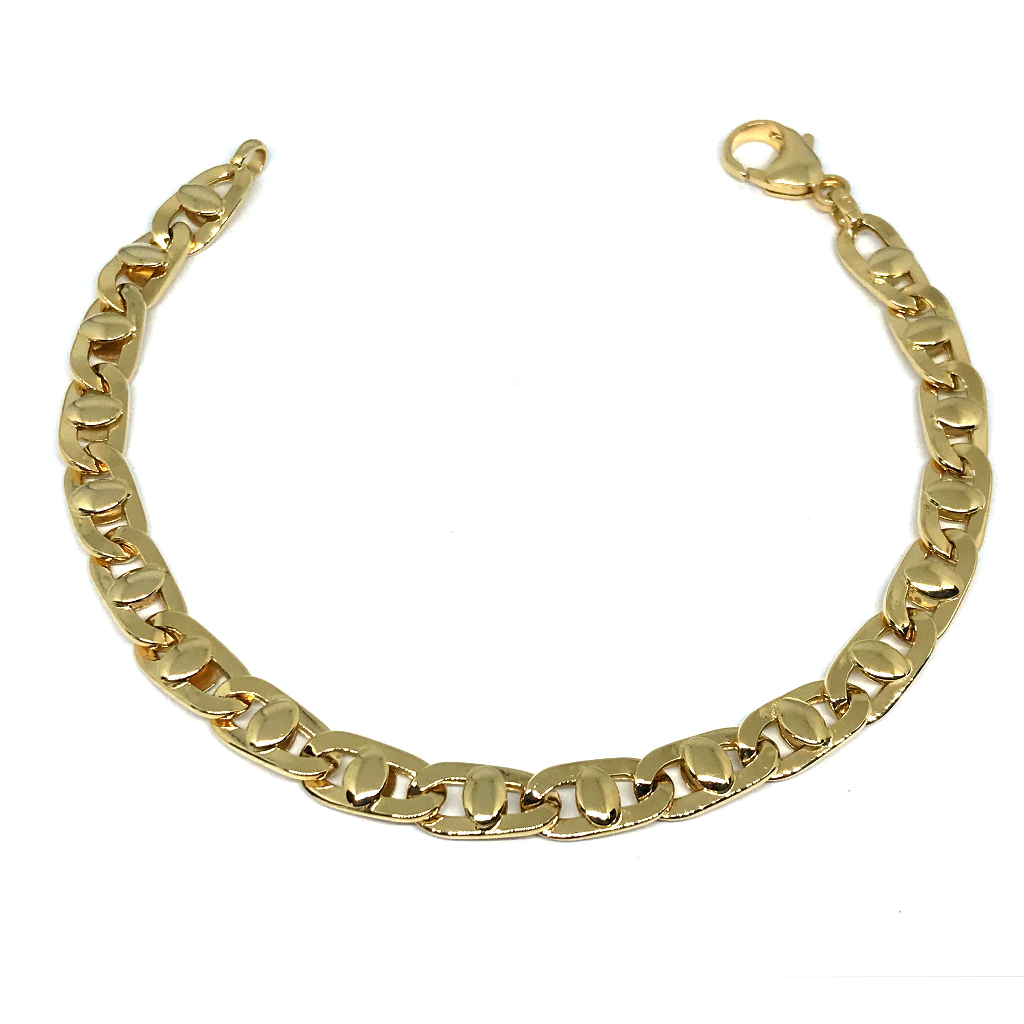 14k Yellow Gold Mariner Link Mens Bracelet, 8.5" fine designer jewelry for men and women