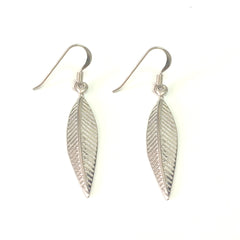 Sterling Silver Rhodium Plated Greek Olive Leaf Drop Earrings fine designer jewelry for men and women