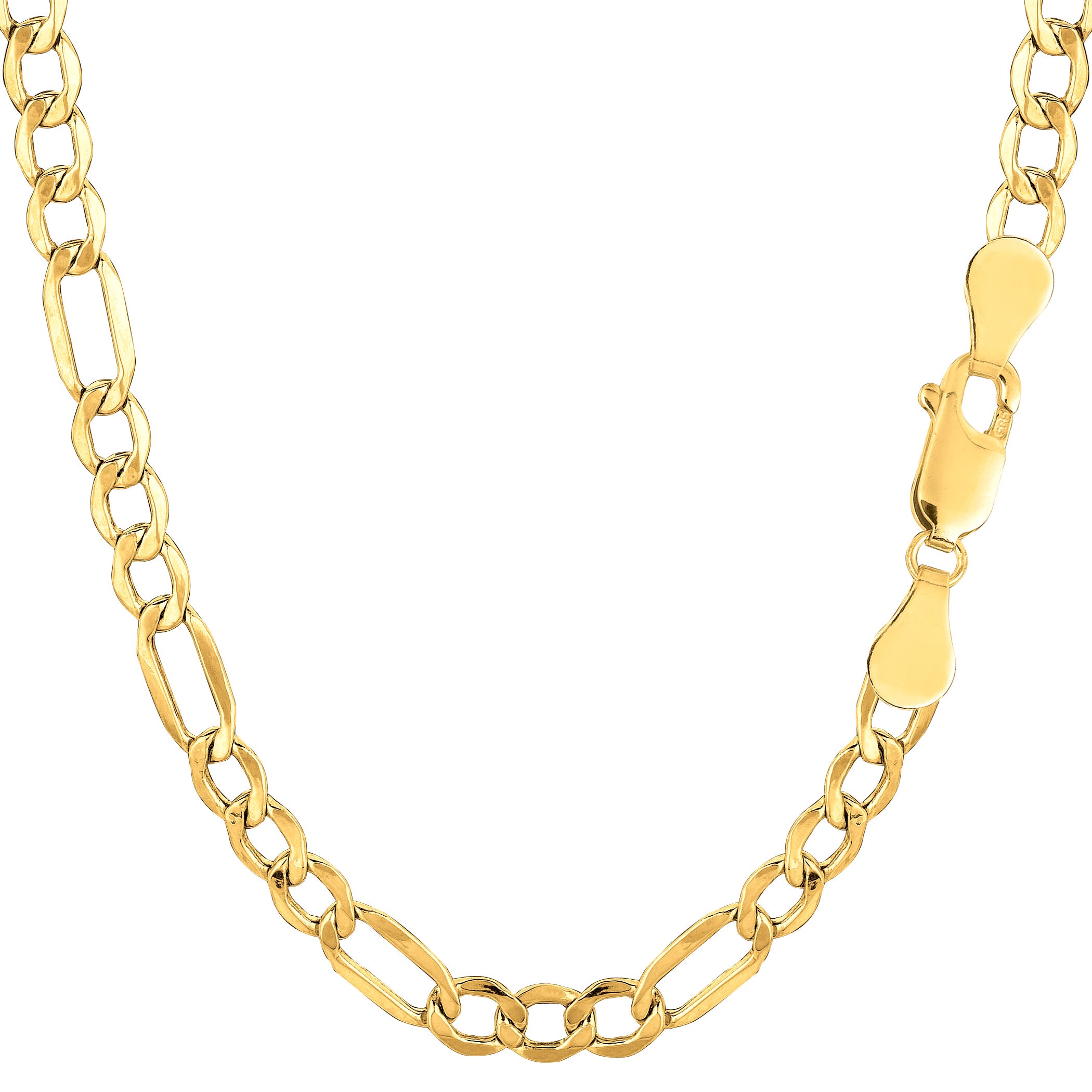 14K Yellow Gold Filled Solid Figaro Chain Necklace, 4.0 mm Wide fine designer jewelry for men and women
