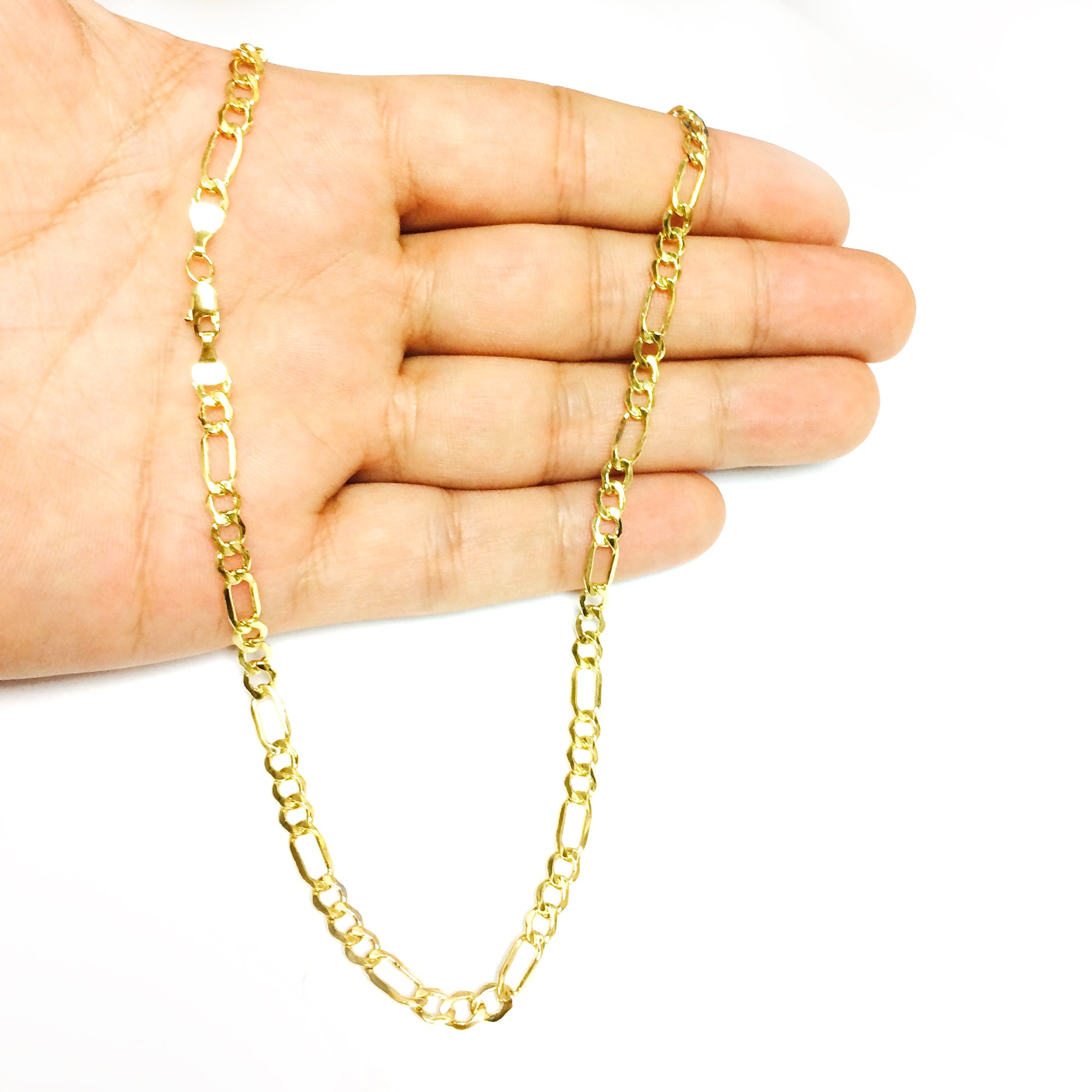 14k Yellow Gold Hollow Figaro Chain Necklace, 4.6mm fine designer jewelry for men and women