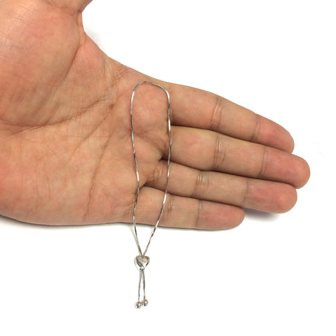 Lariat Type With Heart Clasp Bolo Adjustable Bracelet In 14K White Gold, 9.25"