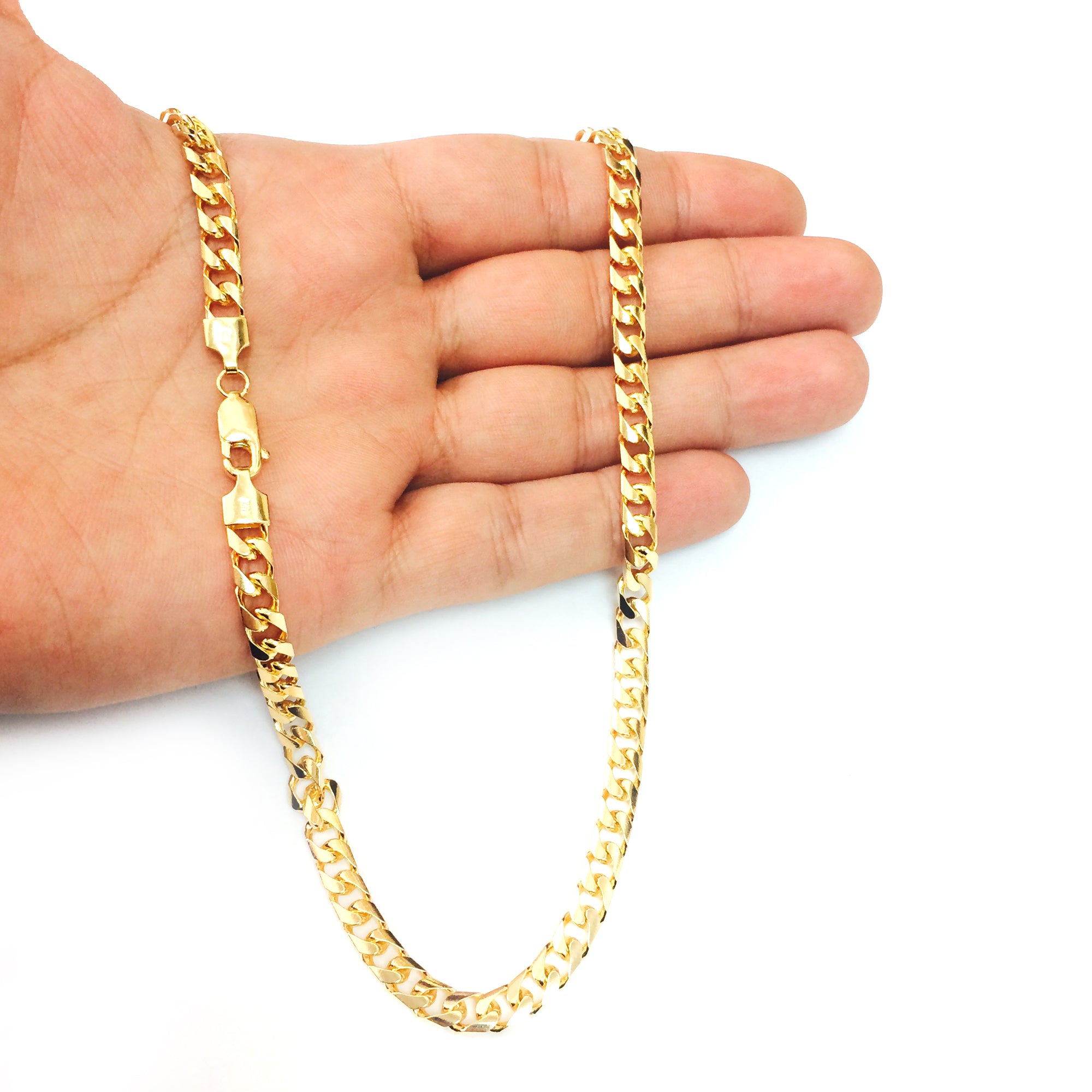 14k Yellow Solid Gold Miami Cuban Link Chain Mens Bracelet, 5.7mm, 8.5"