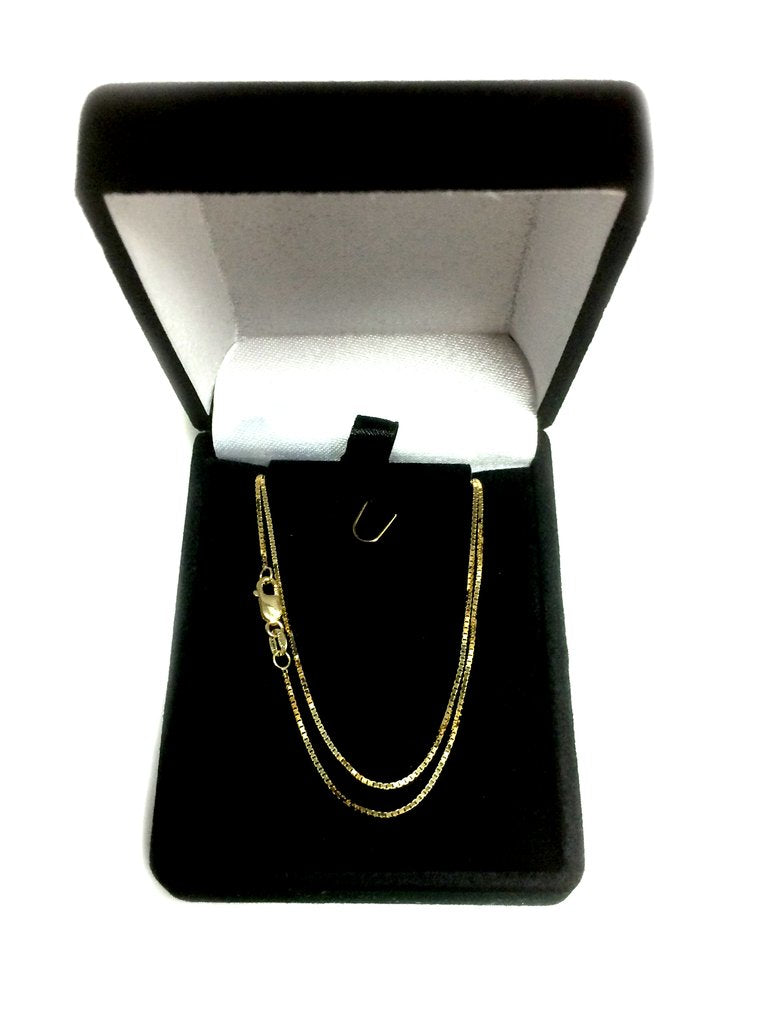 18k Yellow Solid Gold Mirror Box Chain Necklace, 0.8mm fine designer jewelry for men and women