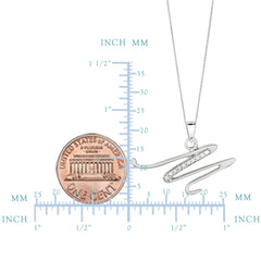 "M" Sterling Silver Rhodium Plated Script Initial Letter With Diamonds On 18 Inch Chain ( 0.05 Tcw) - JewelryAffairs