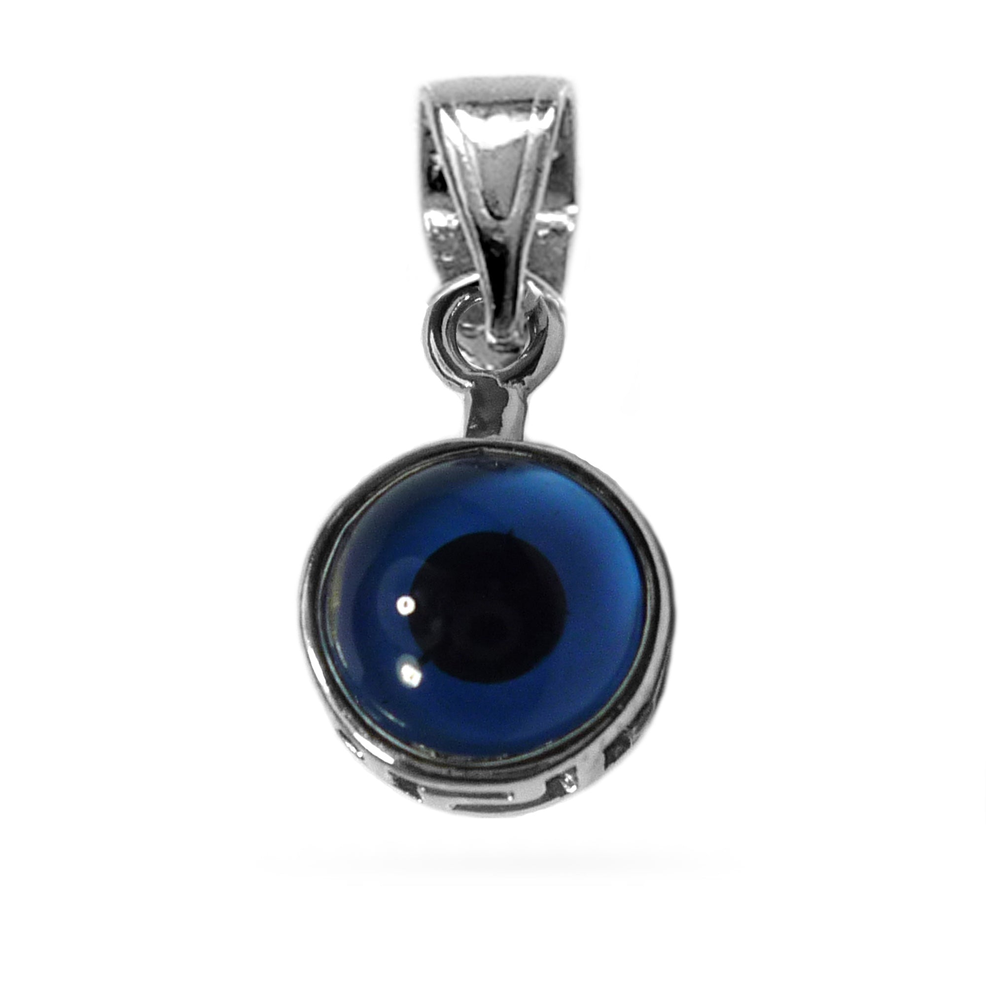 Sterling Silver Greek Meandros Evil Eye Charm Pendant fine designer jewelry for men and women