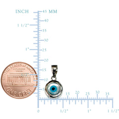 Sterling Silver Evil Eye Pendant Charm, 10mm fine designer jewelry for men and women