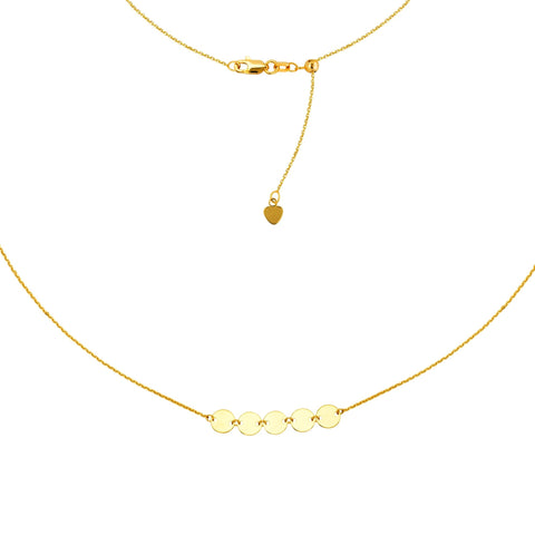 Mini Disk Choker 14k Gold Necklace, 16" Adjustable