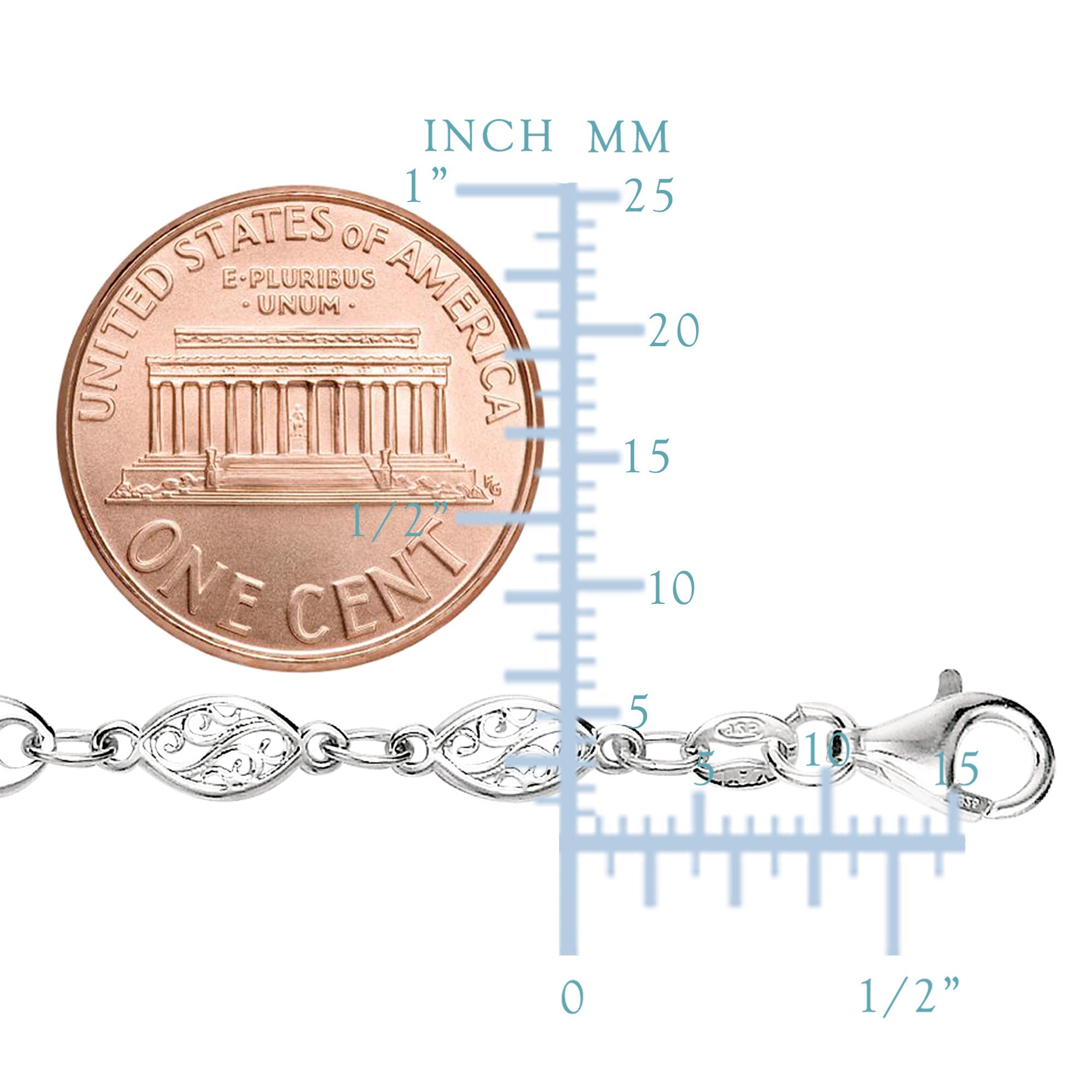 Mixed Filigree And Mariner Link Chain Anklet In Sterling Silver - JewelryAffairs