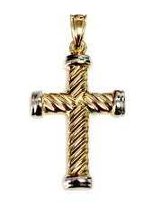 14k Yellow Gold Twisted Cable Cross Mens Pendant, 25 X 15 mm fine designer jewelry for men and women