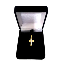 14k 2 Tone Gold Shiny Finish Square Tube Cross Pendant fine designer jewelry for men and women