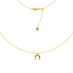 Half Moon Choker 14k Yellow Gold Necklace, 16" Adjustable fine designer jewelry for men and women