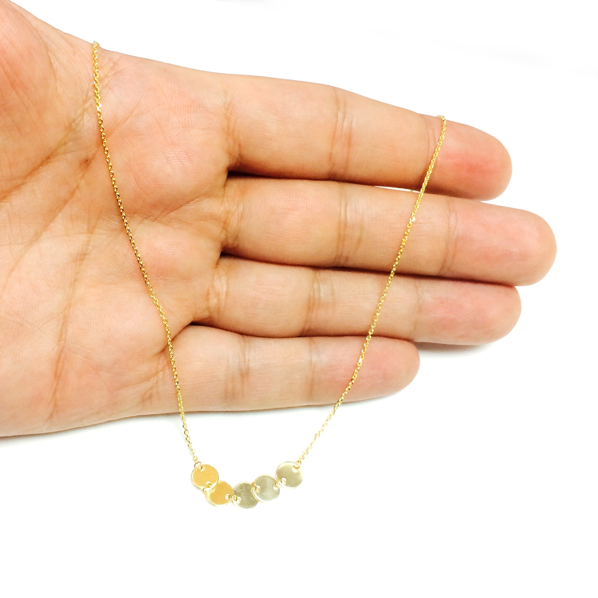 Mini Disk Choker 14k Gold Necklace, 16" Adjustable fine designer jewelry for men and women