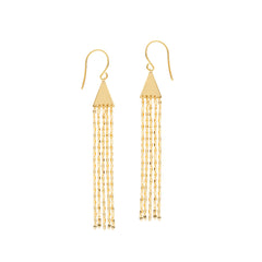 14K Yellow Gold Tassel Drop Earrings fine designer jewelry for men and women