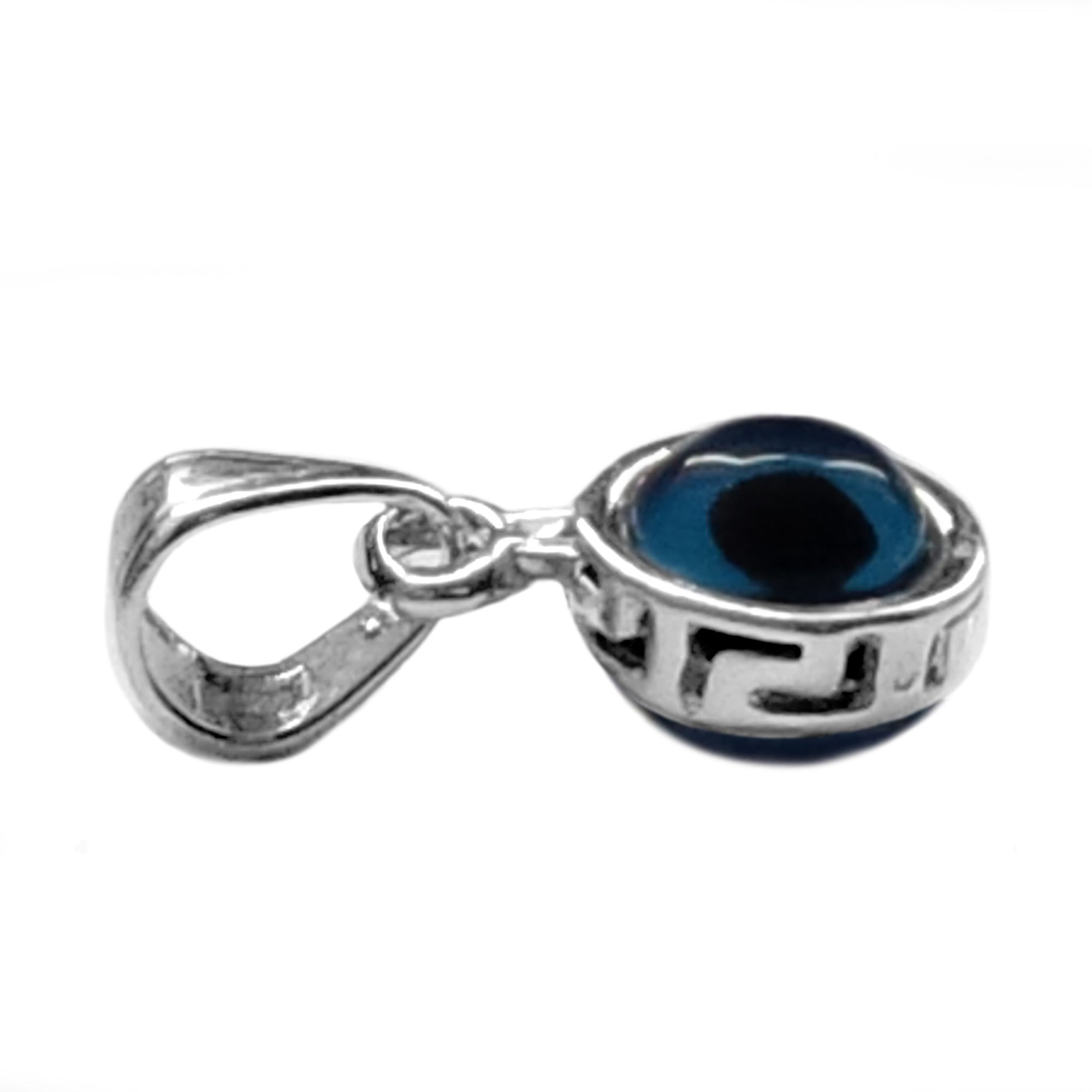 Sterling Silver Greek Key Evil Eye Pendant fine designer jewelry for men and women