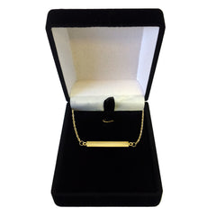 14k Yellow Gold Cylinder Bar Sideways Pendant Necklace, 18" fine designer jewelry for men and women