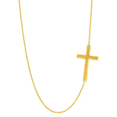14k Gold Sideways Cross Pendant Necklace, 18" fine designer jewelry for men and women