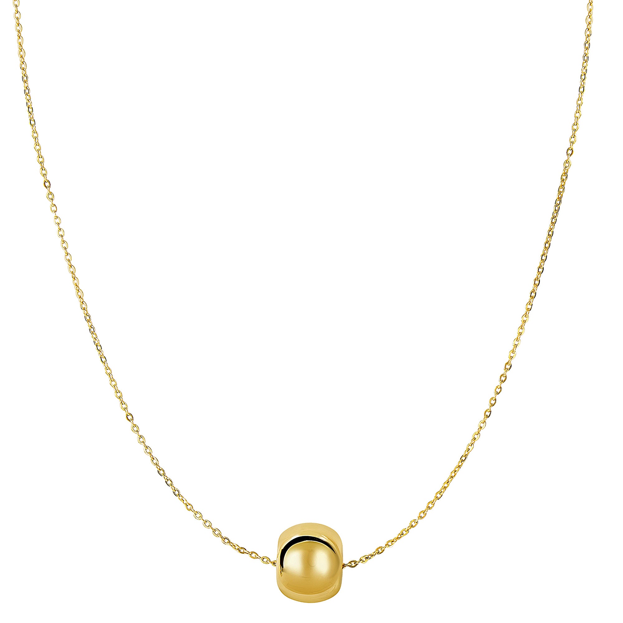 14k Yellow Gold Shiny 8mm Round Bead Charm Necklace, 18" fine designer jewelry for men and women