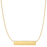 14k Gold Engravable Bar Pendant Necklace, 18"