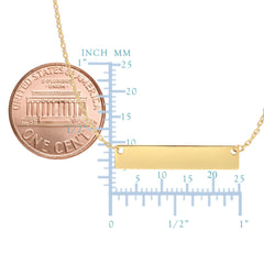 14k Gold Engravable Bar Pendant Necklace, 18"
