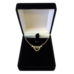 14K Two Tone Gold Arrow Through Open Heart Pendant Necklace, 18" fine designer jewelry for men and women
