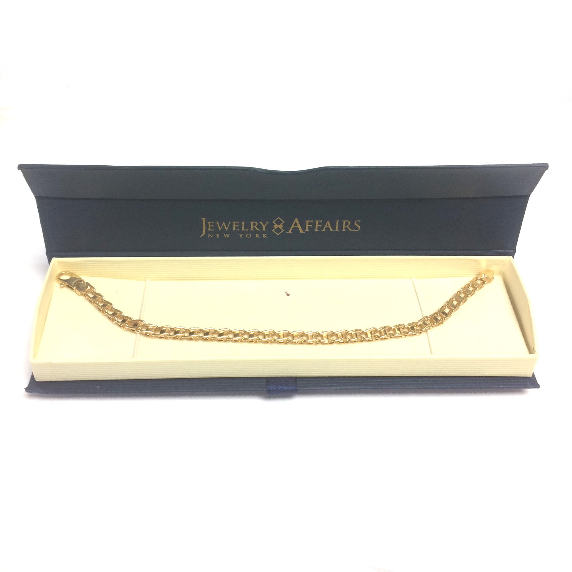 14k Yellow Gold Railroad Link Mens Bracelet, 8.5" fine designer jewelry for men and women