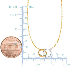 14k Yellow And White Gold Double Ring Anchor Chain Necklace, 17" fine designer jewelry for men and women