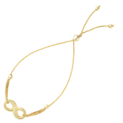 Infinity Theme Bolo Friendship Adjustable Bracelet In 14K Yellow Gold, 9.25" fine designer jewelry for men and women