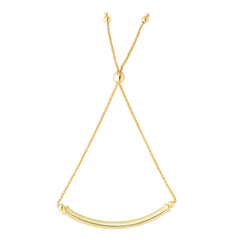 14K Yellow Gold Diamond Cut Round Wheat Adjustable Bracelet With Shiny Arched Bar Center Element, 9.25" fine designer jewelry for men and women