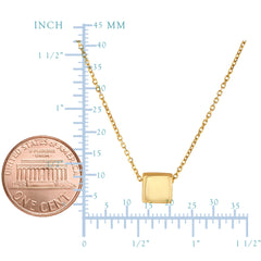 14k Yellow Gold Diamond Cut Square Shape Pendant Chain Necklace, 18" fine designer jewelry for men and women