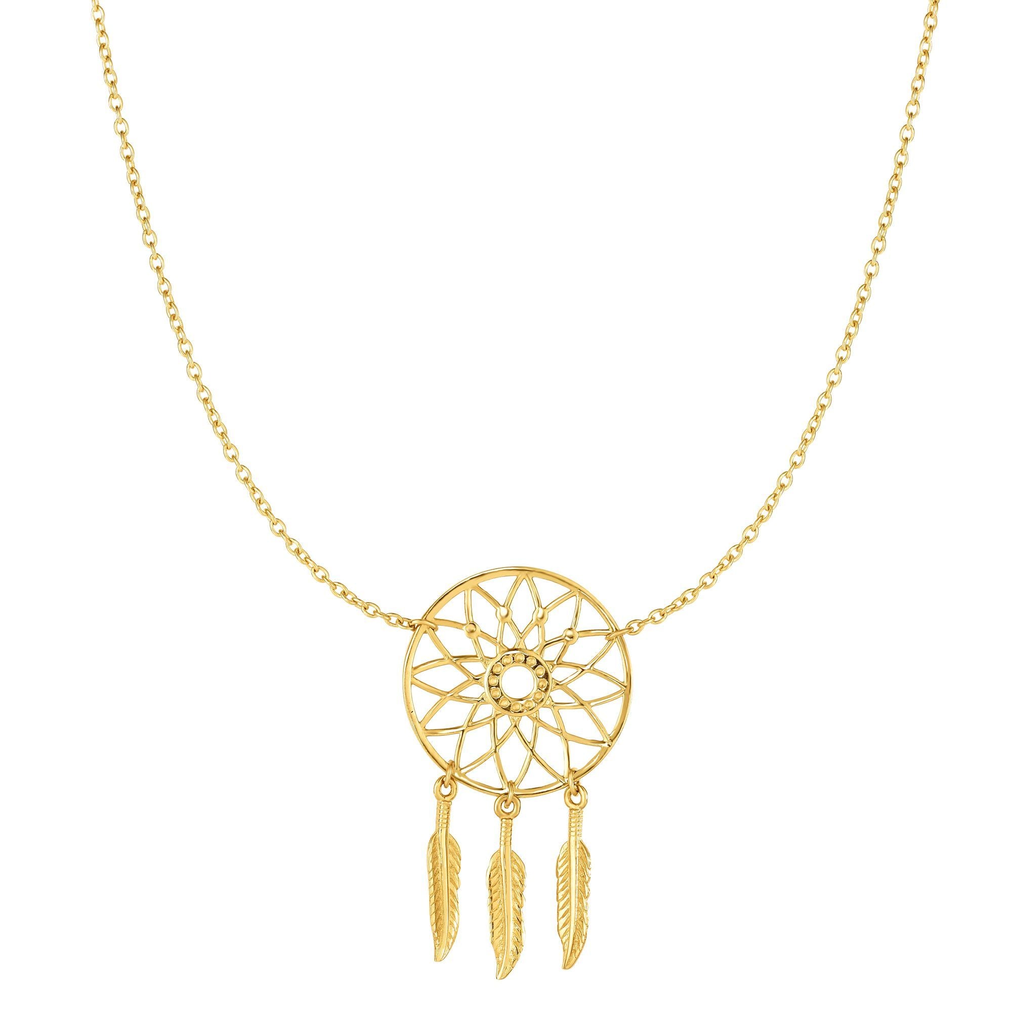 14k Yellow Gold Polished Wings Necklace, 18" fine designer jewelry for men and women