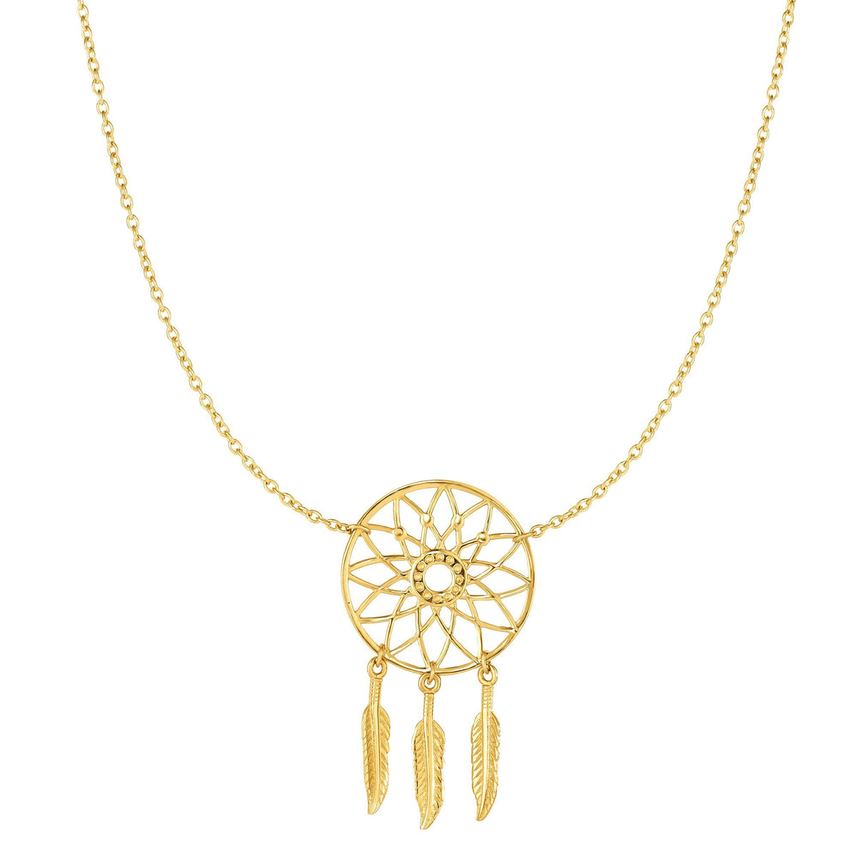 14k Yellow Gold Polished Wings Necklace, 18" fine designer jewelry for men and women
