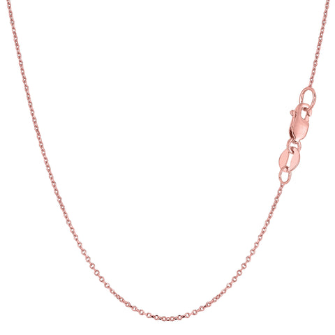 14k Rose Gold Cable Link Chain Necklace, 0.8mm