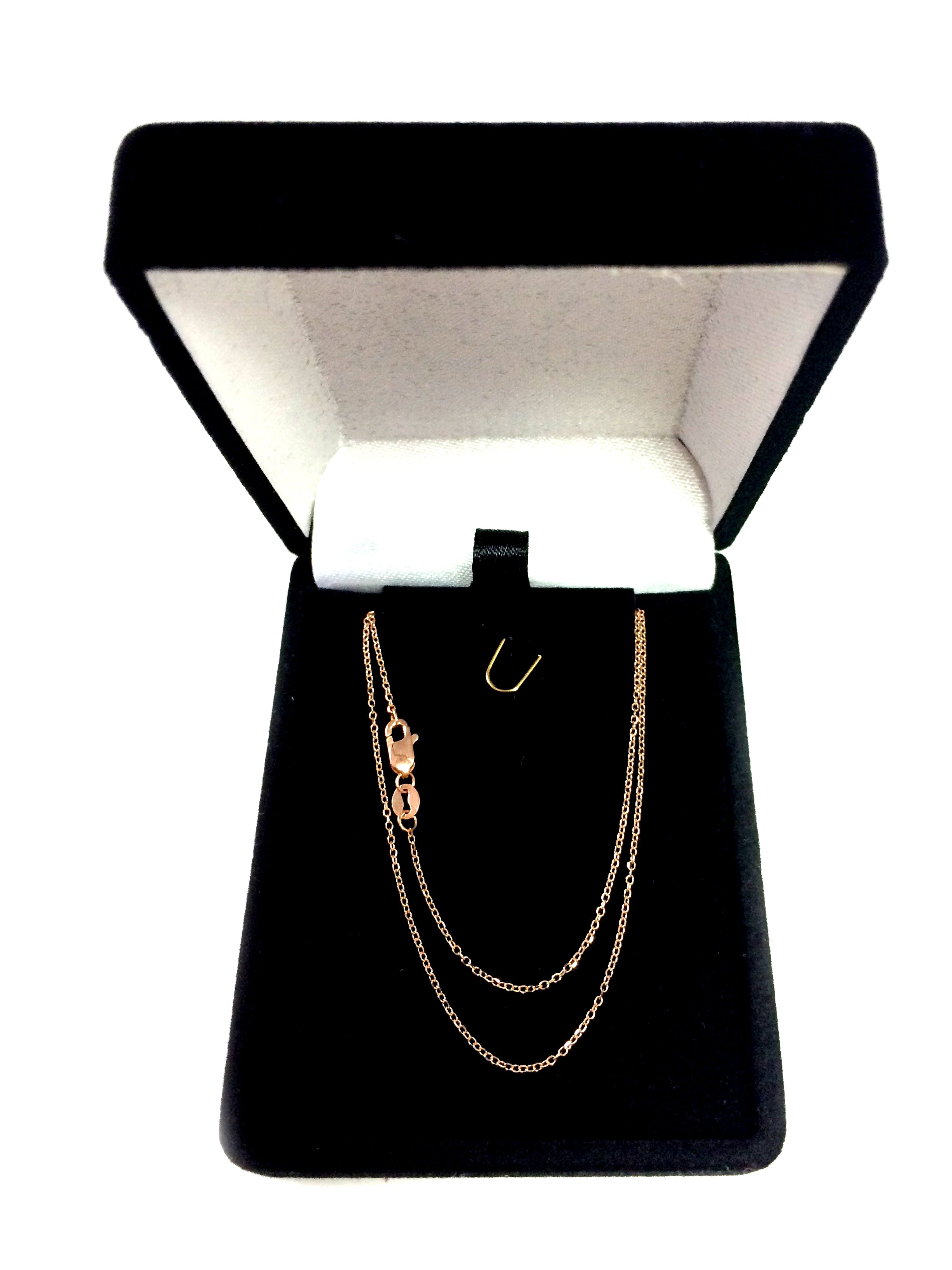 18k Rose Gold Cable Link Chain Necklace, 0.7mm fine designer jewelry for men and women