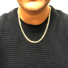 14k Yellow Gold Miami Cuban Link Chain Necklace, Width 6mm fine designer jewelry for men and women