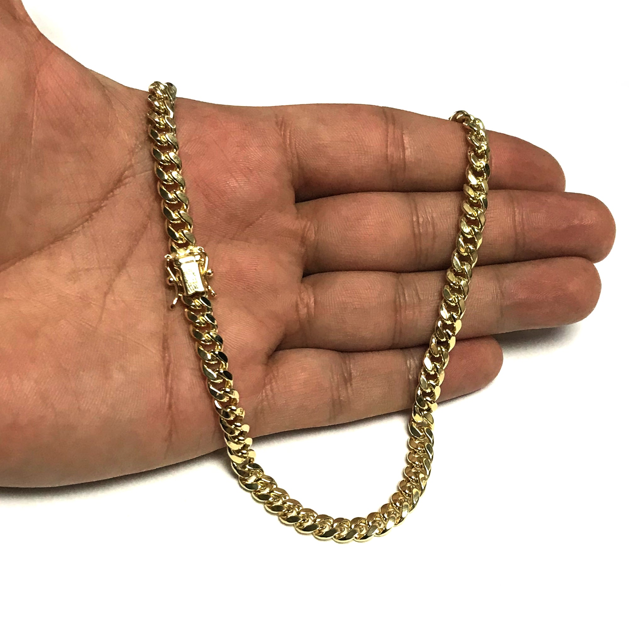 14k Yellow Gold Miami Cuban Link Chain Necklace, Width 6mm fine designer jewelry for men and women