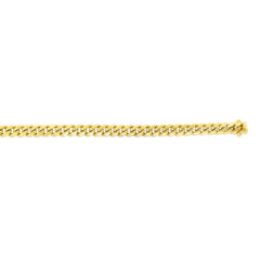 14k Yellow Gold Miami Cuban Link Chain Semi Hollow Necklace, 7mm fine designer jewelry for men and women